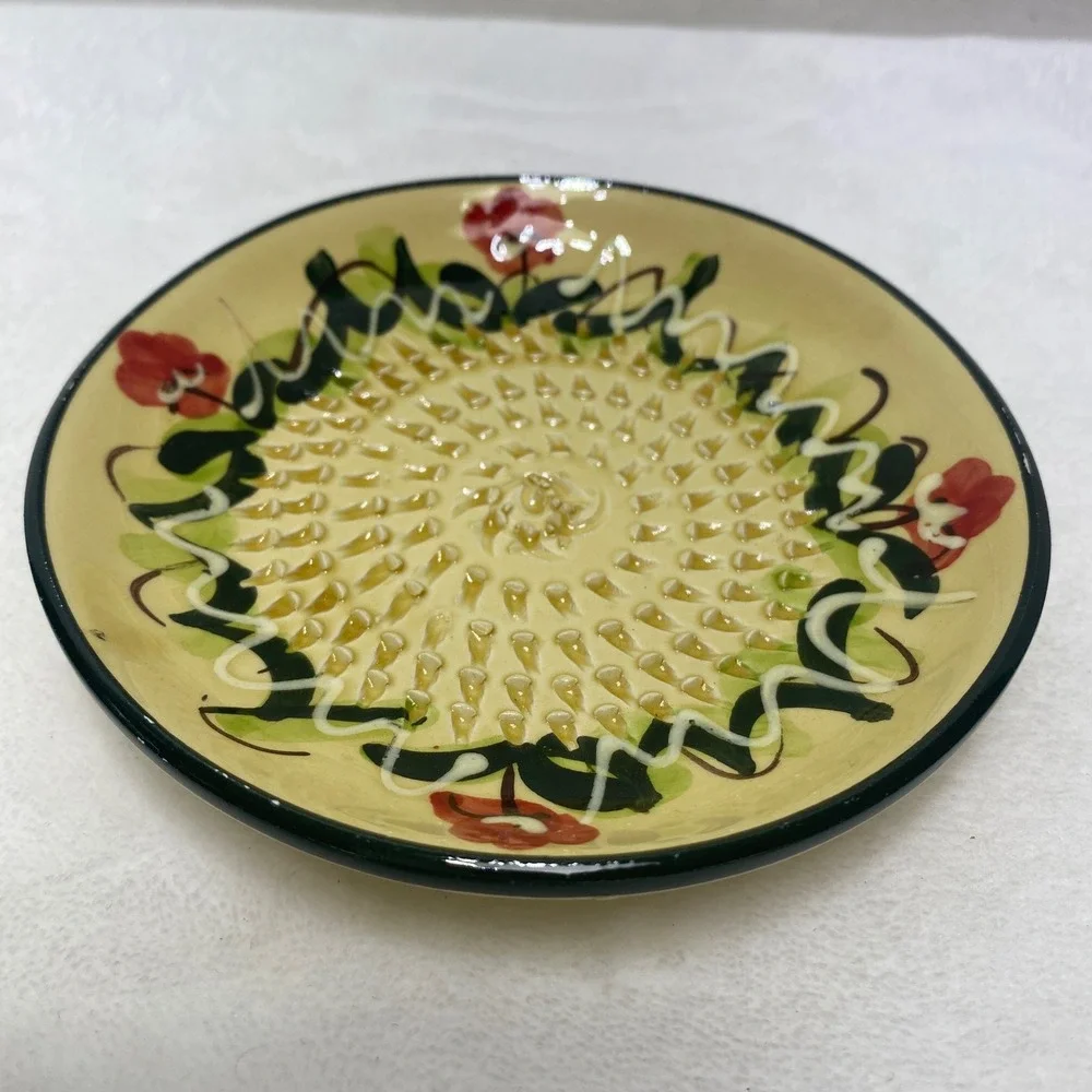 VTG Rupi Handmade Ceramic 1980 Garlic Grater Plate Hand‎ Painted Pottery Spain